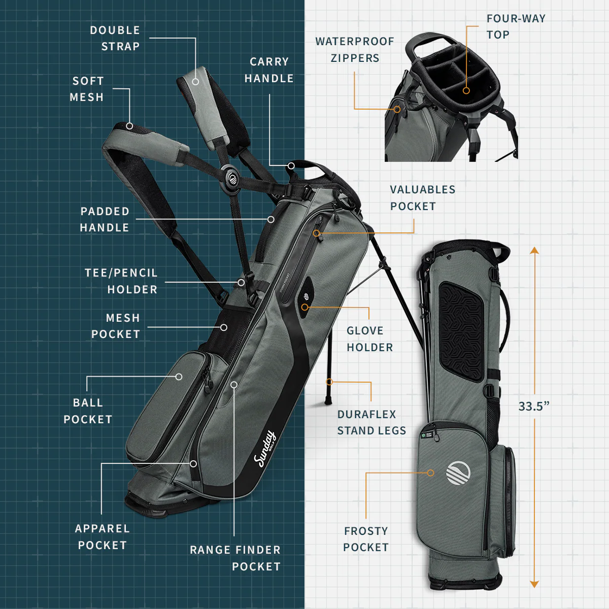 El Camino | Heather Gray Walking Golf Bag - Image 9